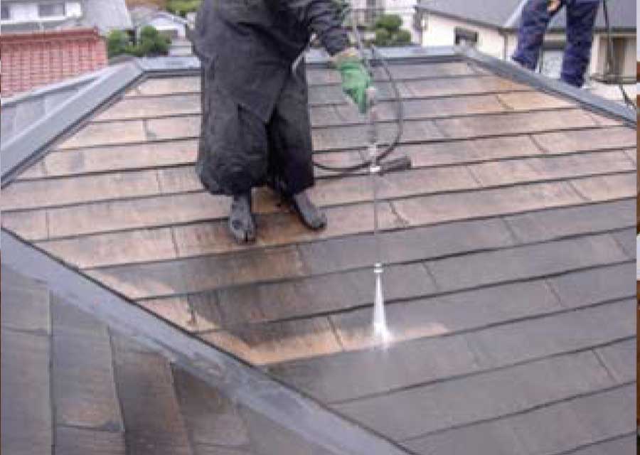 屋根塗装前ジェット洗い